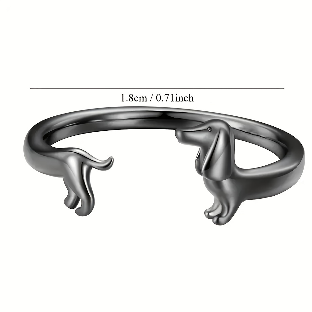 4pc Creative Dachshund Open Ring Gift Set