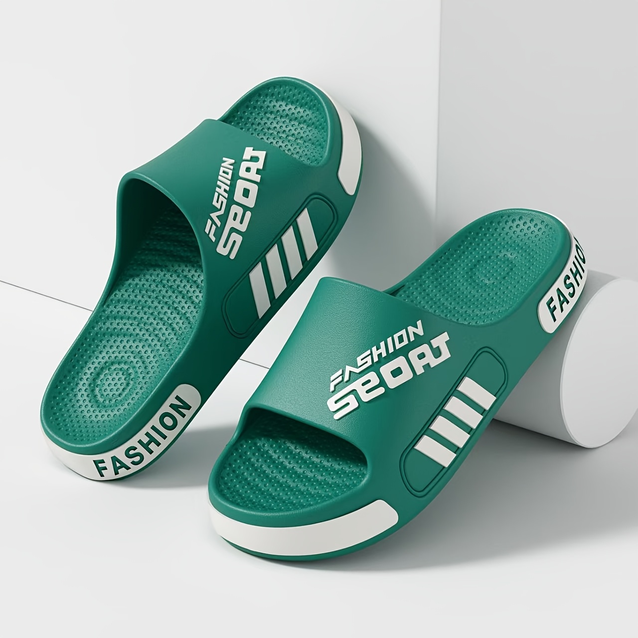 mens summer fashion massage slides non slip textured design eva material breathable open toe slippers for home outdoor and beach use indoor slippers casual slippers eva slides summer sandals Product details 1