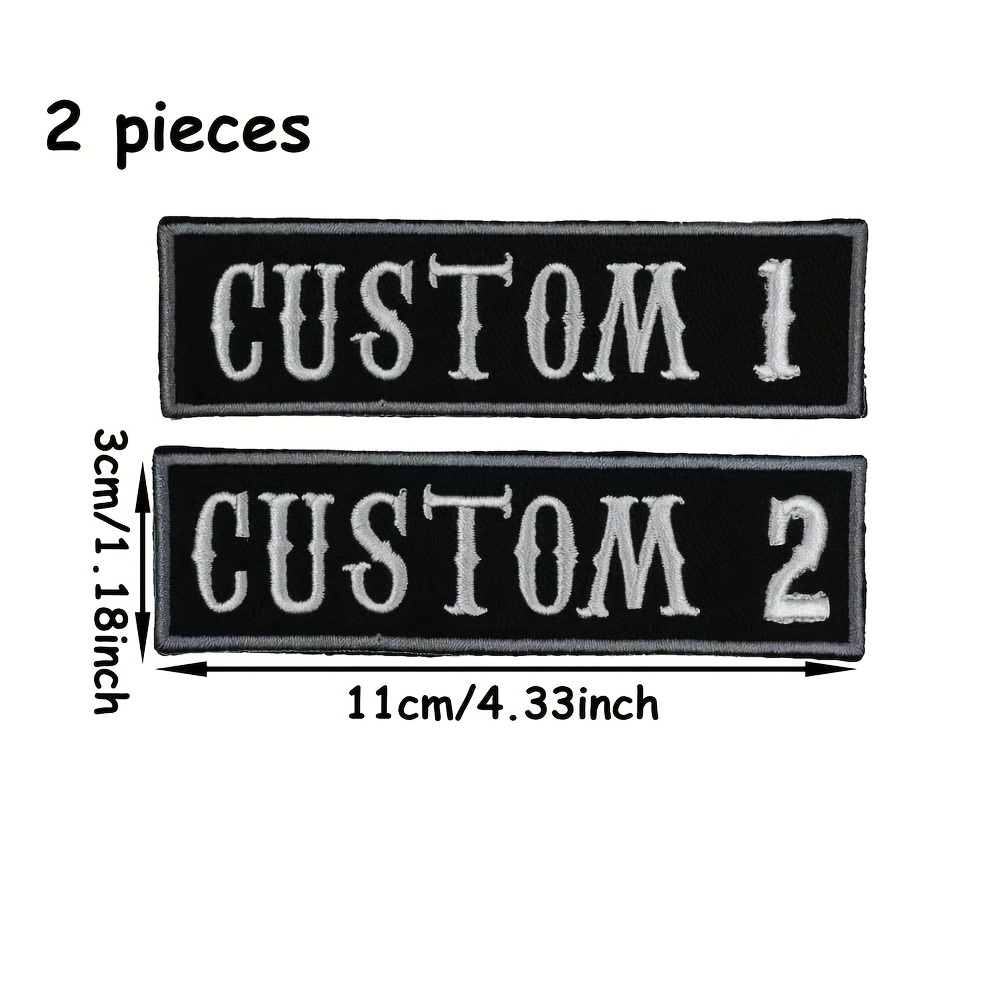 TEMU [Productos Personalizados Abiertos] 2 Parches de Tela Bordados en Ángulo Personalizados con Texto o , 1 de Parches de Texto de Personalizados,