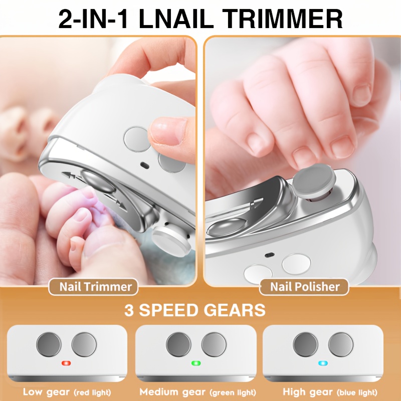 2 in 1 electric nail clipper and polisher with usb powered motor portable nail grinder polisher with operation electric nail clipper for usb rechargeable manicure pedicure tool with lithium battery ideal gift for women men birthday christmas valentines day no adapter needed durable construction personal care gadget Product details 2