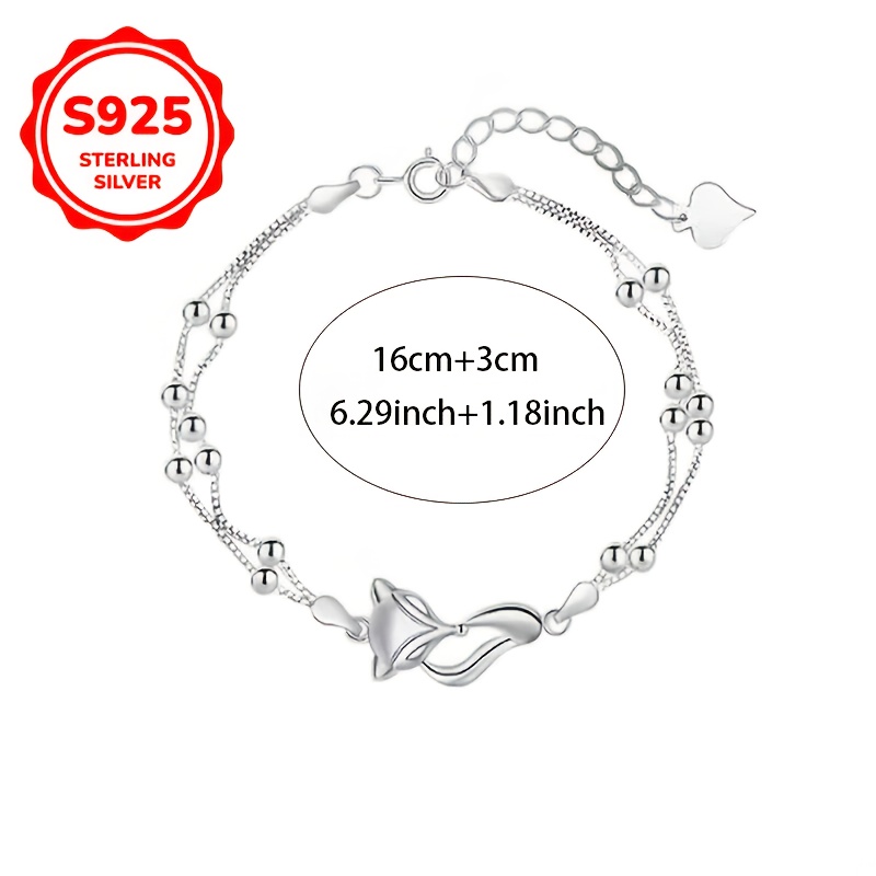 925 Sterling Silver Little Fox Bracelet Unique High End Daily Gift