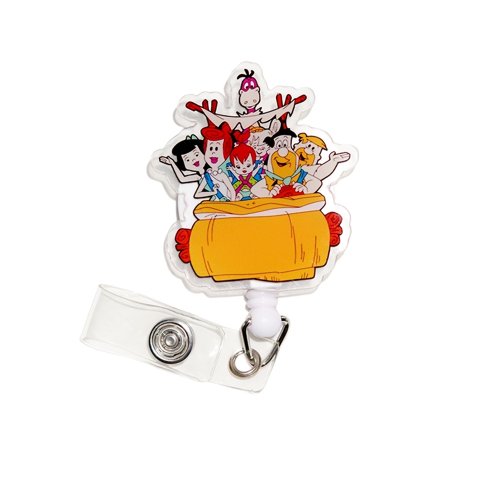 

1pc Retro Cartoon Acrylic Retractable Holder Reel - Nurse Hospital Badge Holder With Silicone Office Lanyard