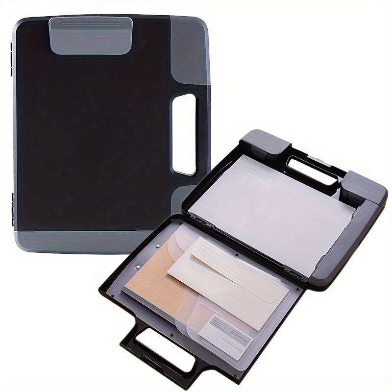 

A4 Clipboard With Storage Compartment, Pp Material, Portable Document Holder, Snap Closure, Smooth Writing Surface, Organizer Clipboard Box