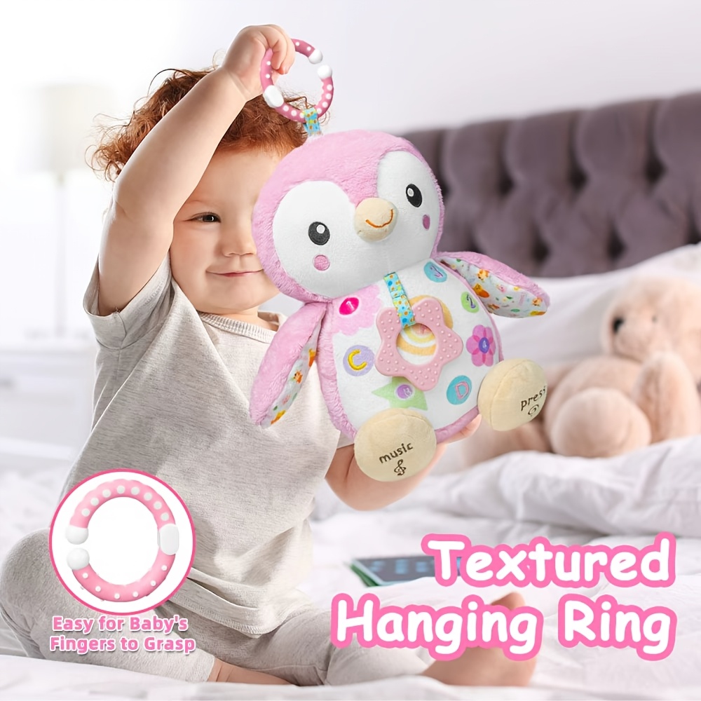 Penguin Baby Plush Toy with Textured Hanging Ring & Crinkle Sound Paper