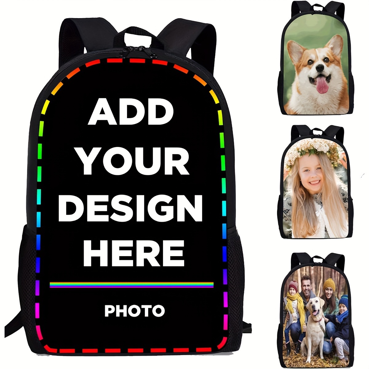 

Personalized Lightweight Backpack - Custom Photo & Text, Adjustable Straps For - Ideal For Travel, Work, School