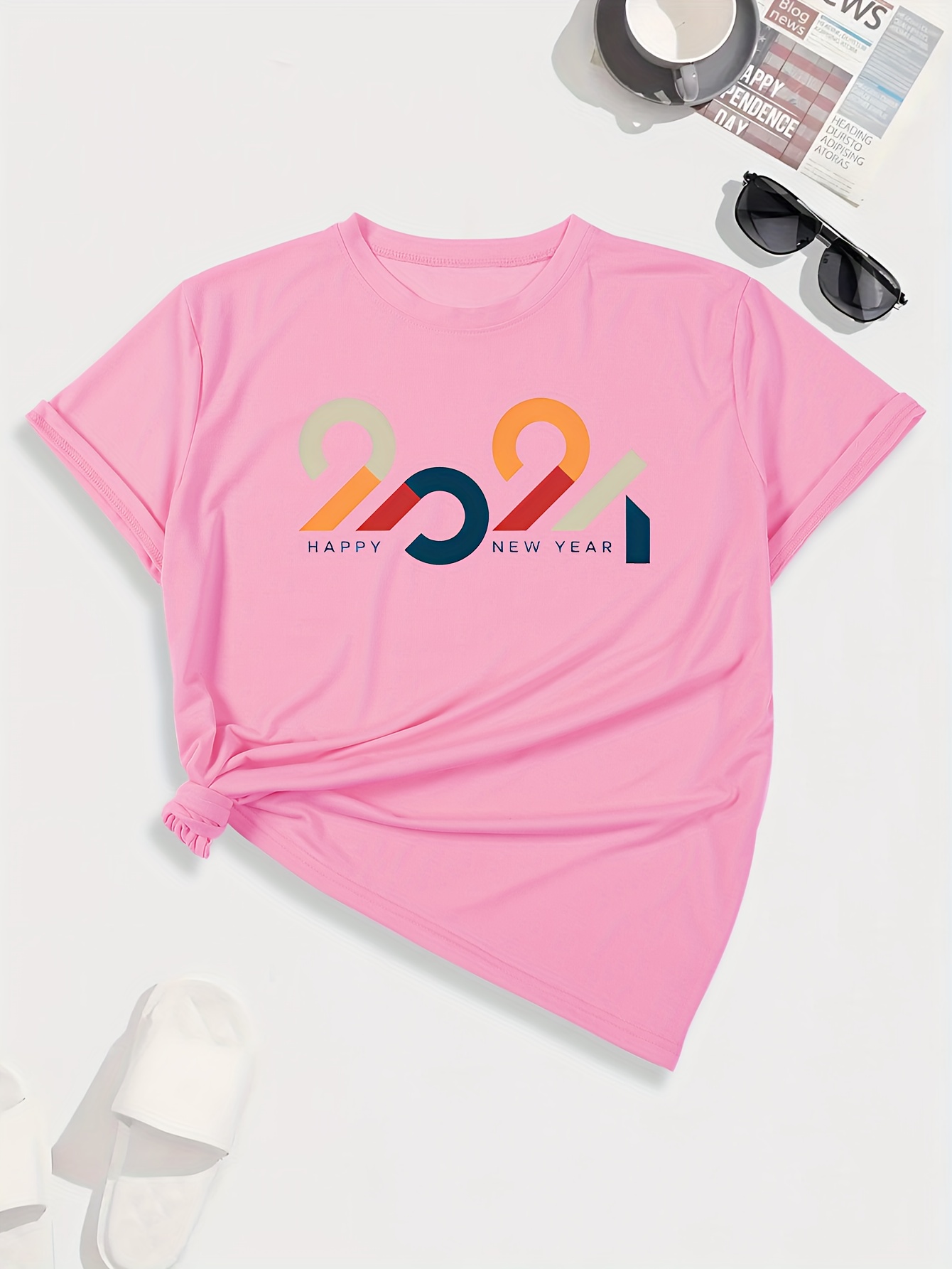 Happy 2024 New Year Print Casual Fashion Sports T shirt - Temu