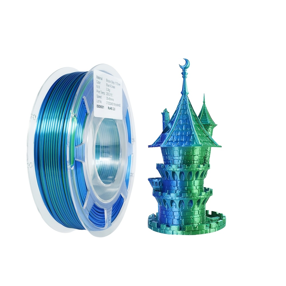 

Filament pour Imprimante 3D PLA de 0.2kg/0.44lb, Bleu Vert, Changement de Couleur Brillant, Diamètre de 1.75mm, pour 3D, Conceptions Intricatées | | Matériau Changeant de Couleur