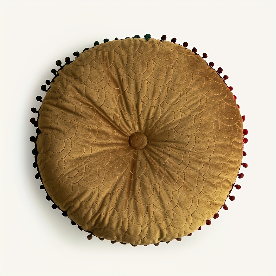Image of 1pc, Seat Cushion, Back Cushion, Quilted Small Round Cushion, Comfortable Decorative Seat Cushion, Suitable For Living Room, Bedroom, Sofa And -functional Cushion, Holiday Gift