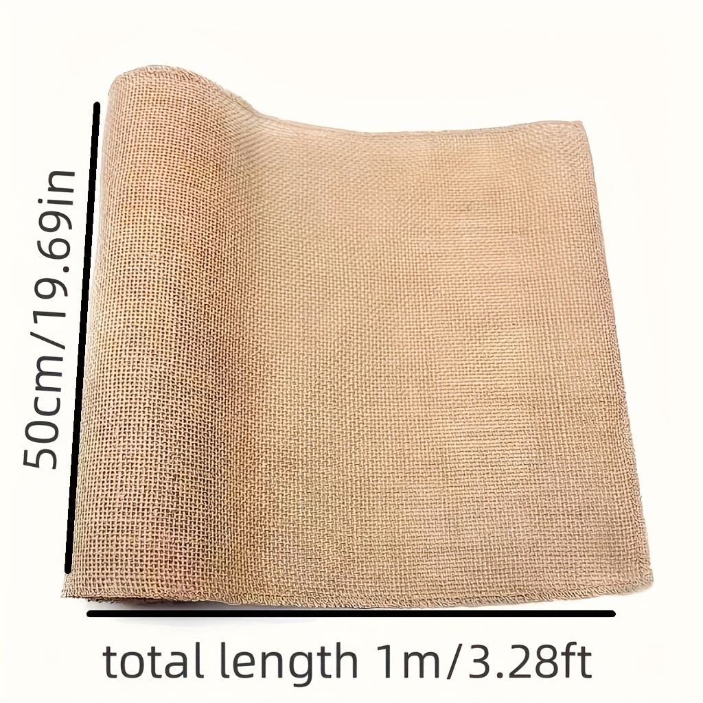 TEMU Rotolo di tela di iuta in lino beige naturale con larghezza di 25/30/40/50 e lunghezza di 1 metro - Utilizzato per artigianato fai da te, tende