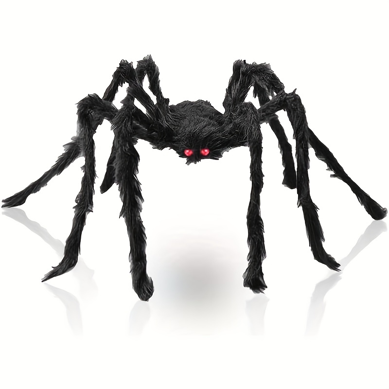   giant black spider decoration 20 soft hairy scary for halloween indoor outdoor yard display details 6