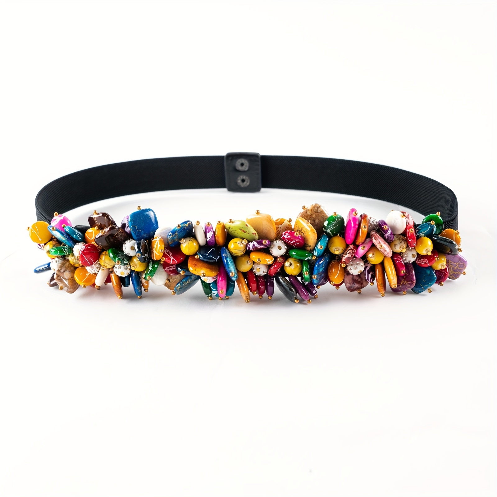 bohemian style beaded candy elastic belt women - Temu Bahrain display picture 1