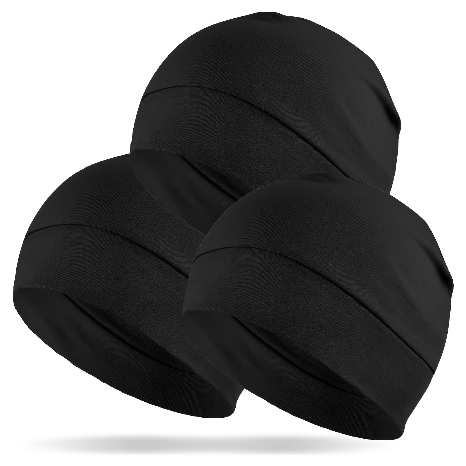 3-pack Skull Cap, Beanie For Men And Women - Lightweight Running Cap, Bike Hat, Helmet Liner, Thin Hat, Sleep Cap, Breathable Suitable For