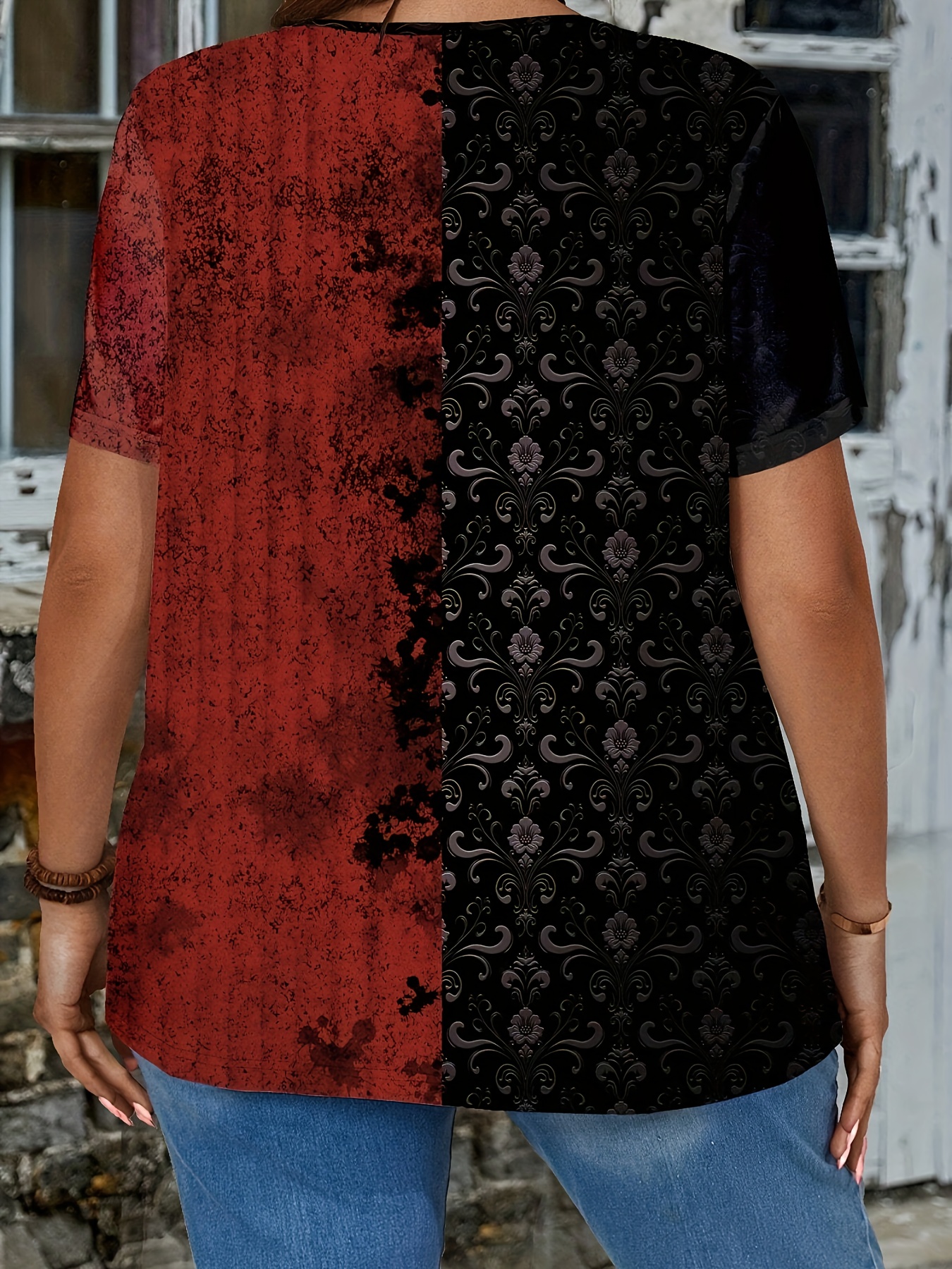 Plus Size Women'S Short Sleeve Casual T-Shirt, Plus Size Women'S Floral Print Trendy T-Shirt.