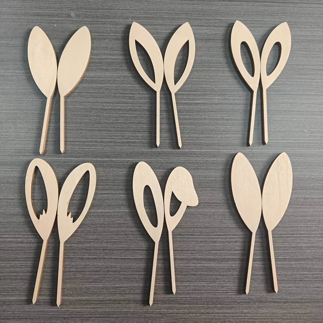 【2d Flat】 [2d Flat] Easter Bunny Ears, 12pcs Bunny Ear Sticks, Easter Wooden Bunny Ear Inserts, Easter Flowerpot Inserts, Easter Decorations