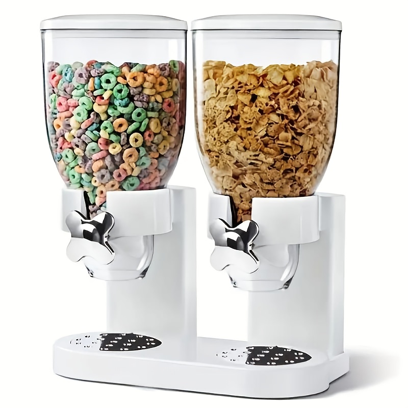 TEMU Large-capacity Cereal Dispenser With Portion Control - Airtight & Bpa-free Plastic Container, Reusable Lid For Cereal, Nuts, Rice, Oats - Pantry