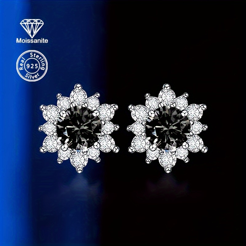 

Elegant 925 Sterling Silver Moissanite Snowflake Stud Earrings, Moissanite Jewelry For Daily & Party Occasions, Valentine's Day, Christmas, Birthday, New Year Gift, Accessory