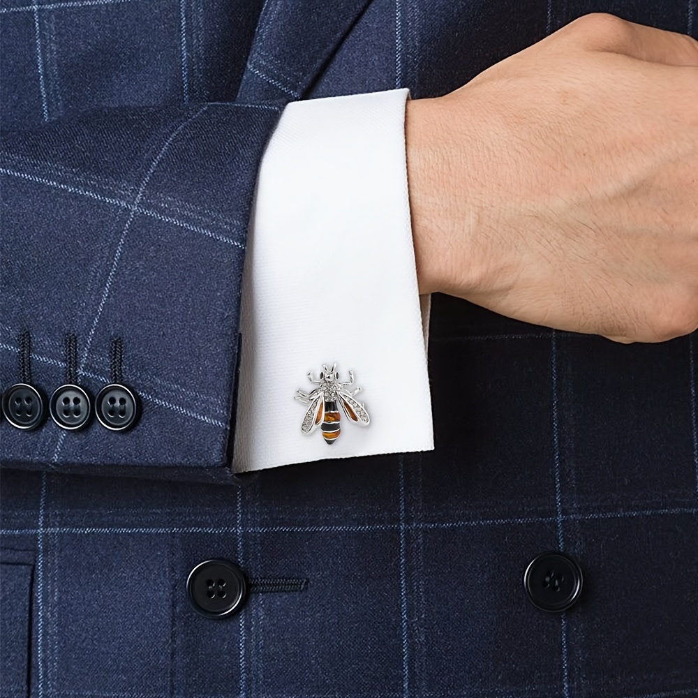 

Insect, - Bee Cufflinks Rhinestones - Copper For Men