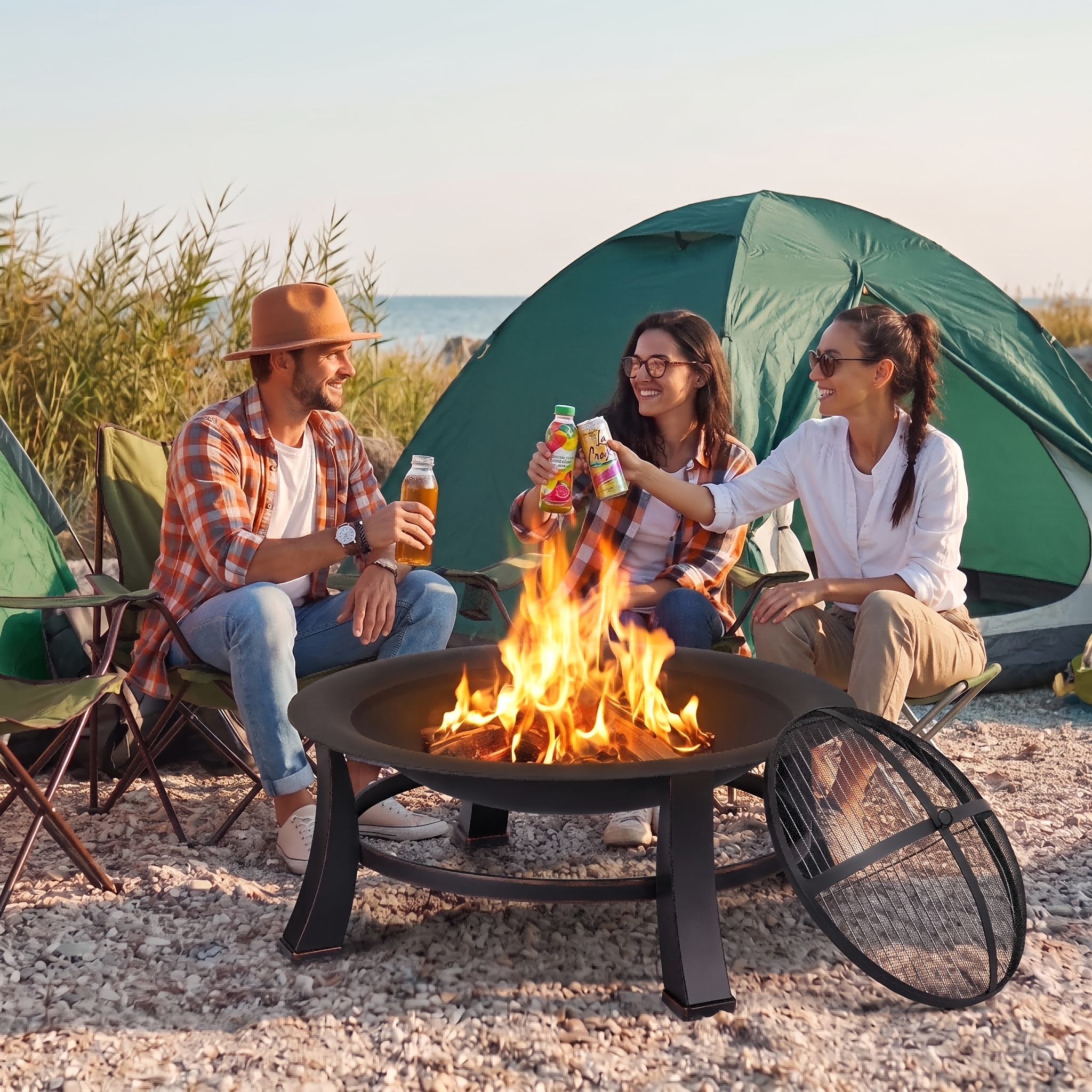 Image of 30-inch Fire Pot, Outdoor Fire Pit, Garden Fire Pot With 600d Oxford Cloth Cover And Poker, Sturdy And Durable, Used For Heating Stove, Suitable For Barbecue Or Bonfire , Beach, And Camping Site