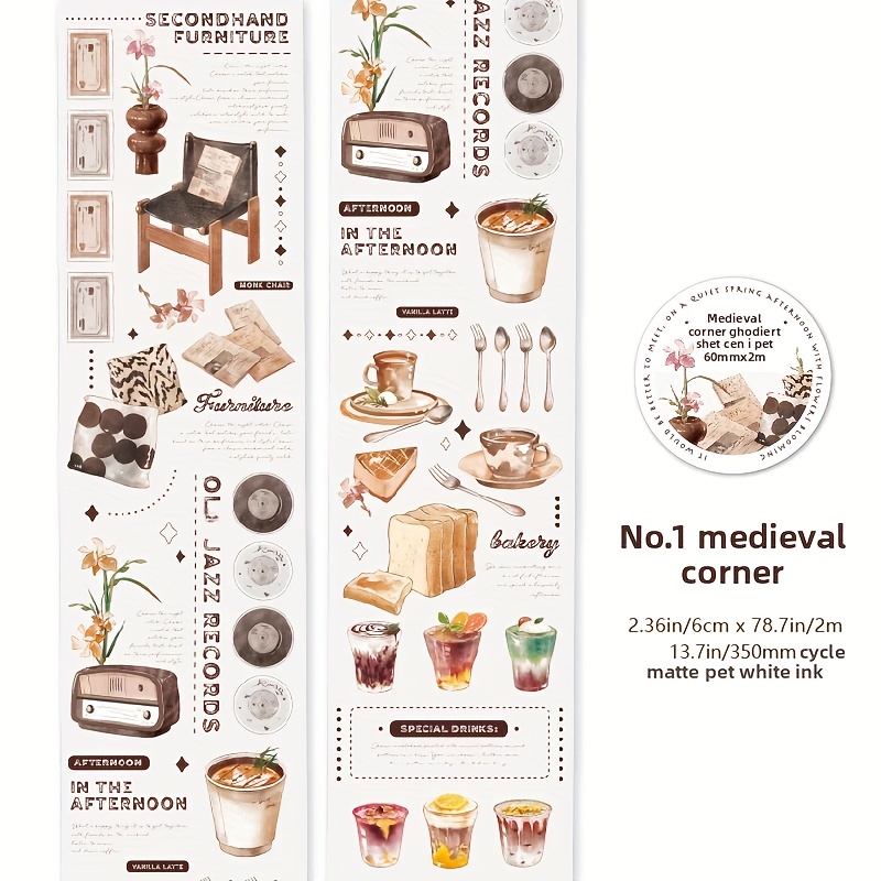TEMU 6x200cm Masking Tape Coffe Decorative Stickers Diy Label For Journal Scrapbooking Diary Album