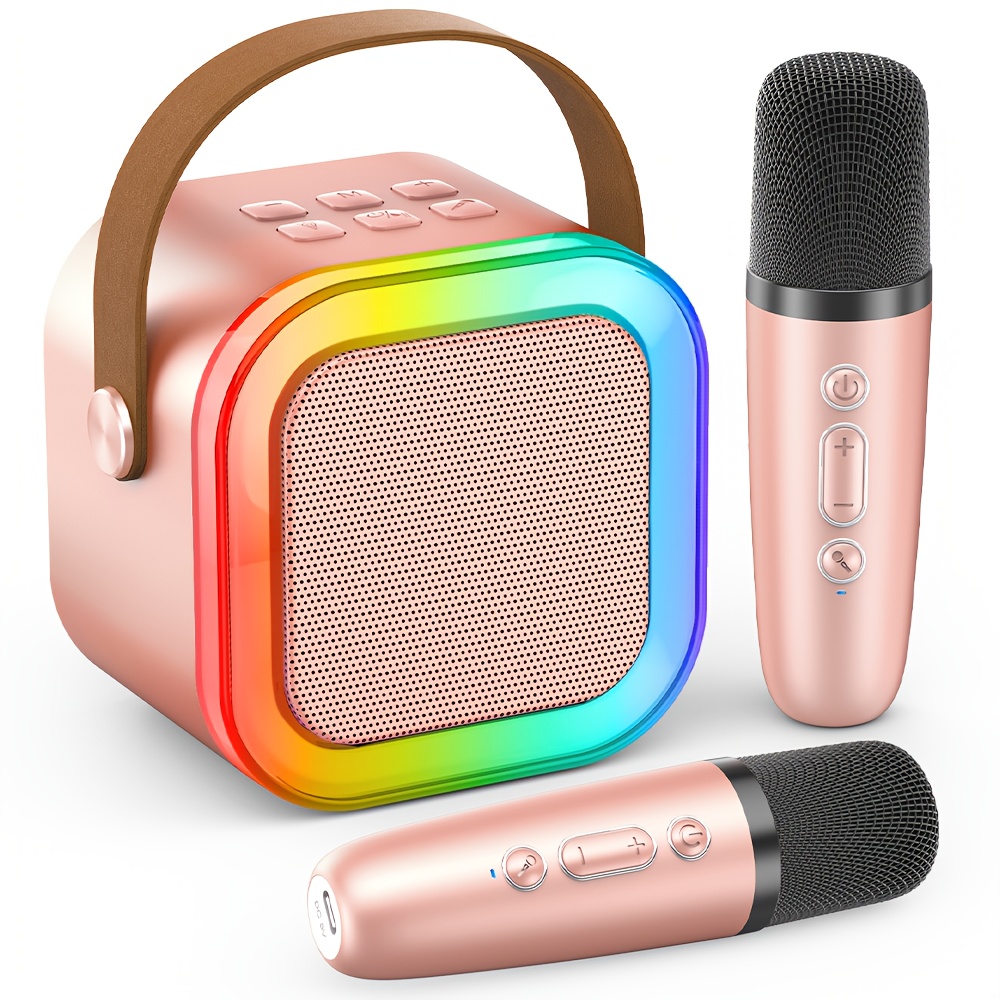 TEMU Yll Karaoke Machine For Kids Adults, Portable Mini Karaoke Singing Speaker, Karaoke Player With 2 Wireless Mic Toys For All Smartphones,