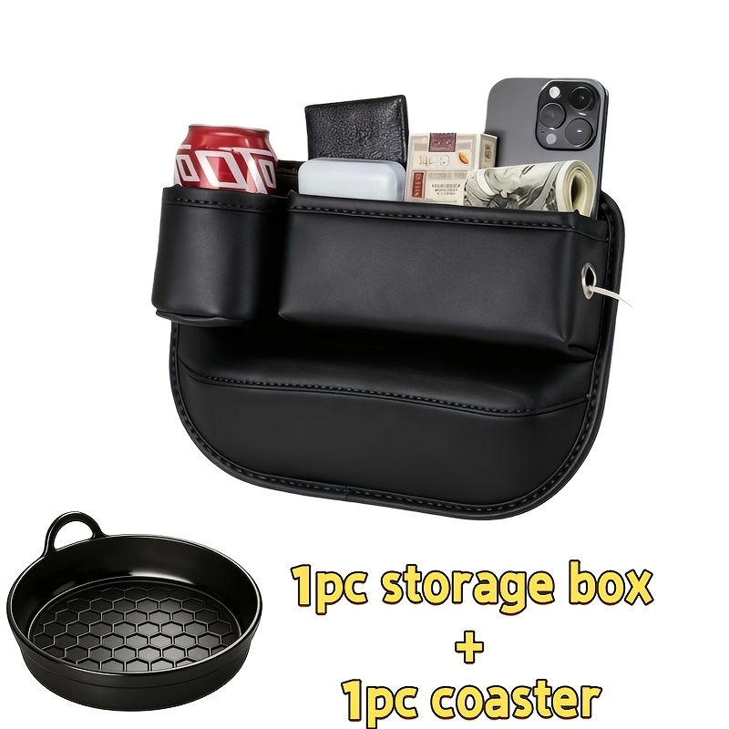 TEMU Multifunctional Car Storage Box With Pocket - Compact Dashboard Holder Suitable For Wallets, Keys, Phone, Cups & Cards | Car For Console, Door