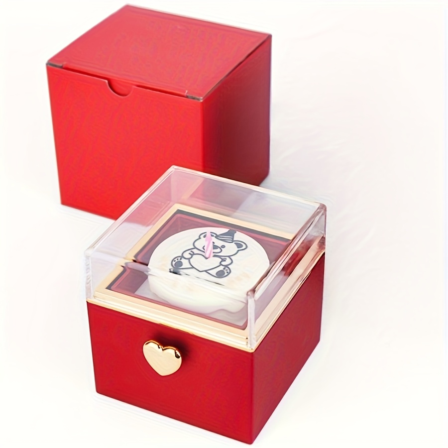 1pc Creative Surprise Box With Flip Cake, Jewelry Packaging Box, Ring, Necklace, Automatic Rotating Gift Box, Perfect For Birthday And Valentine's Day Gifts