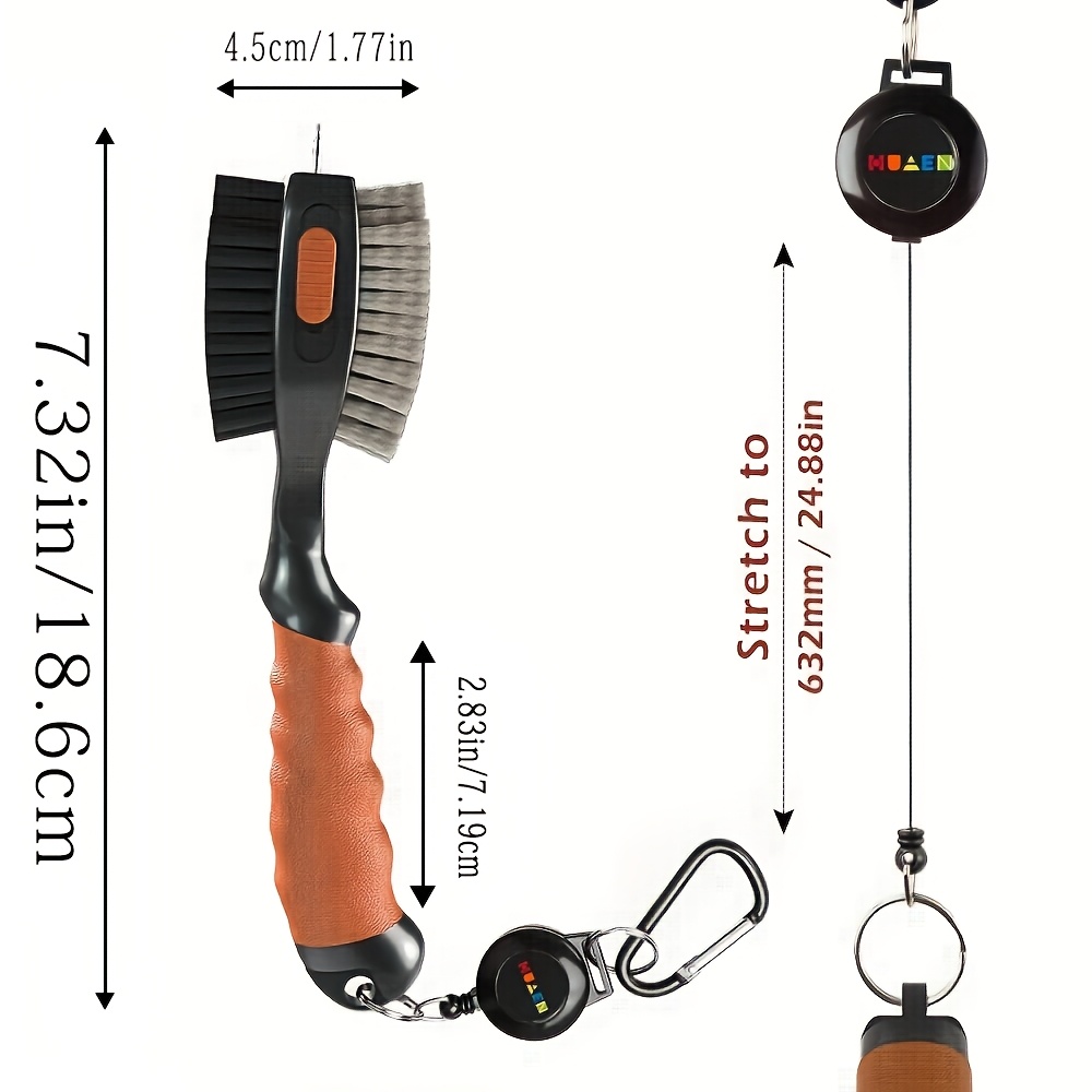 HUAEN Golf Club Head Cleaning Brush, Stainless Steel & PP Material, Portable Cleaner with Magnetic Keychain, Durable Club Maintenance Tool