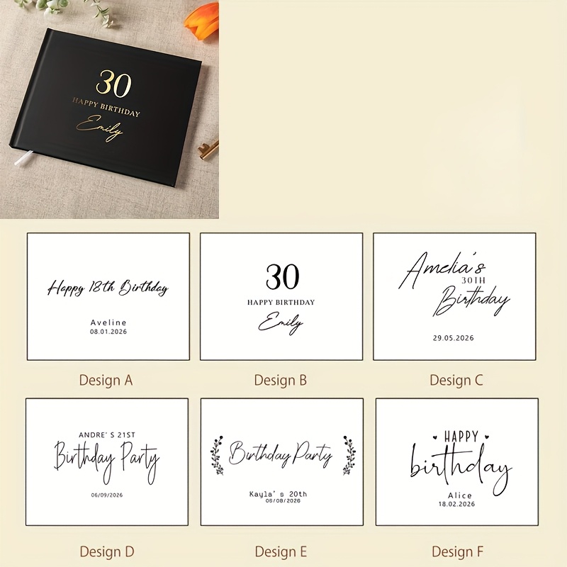TEMU Custom Product: 1 Horizontal Message Book For Birthdays - Personalized Customization, Suitable For Birthday Parties At Ages 16, 18, 30, 40, 50,