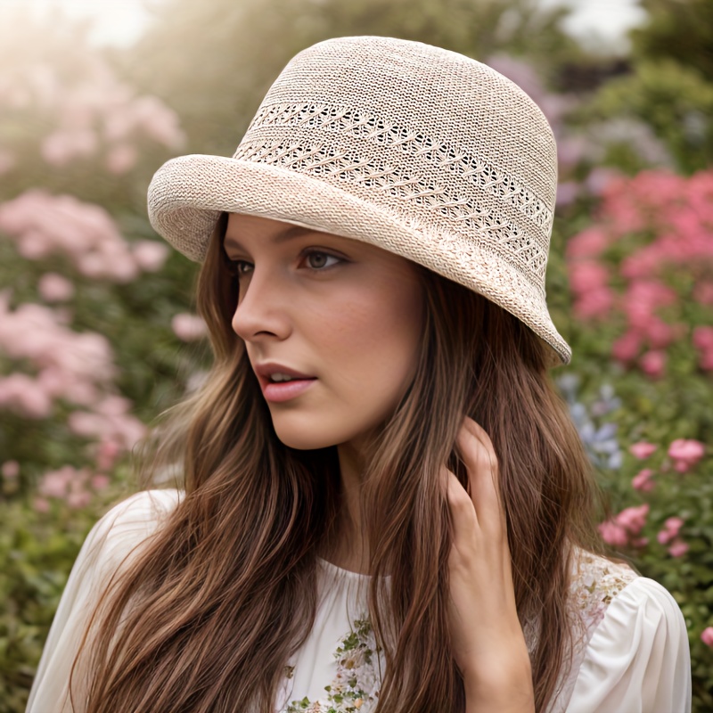 Short Rolled Brim Sun Hat Solid Color Breathable Top Hat - Temu