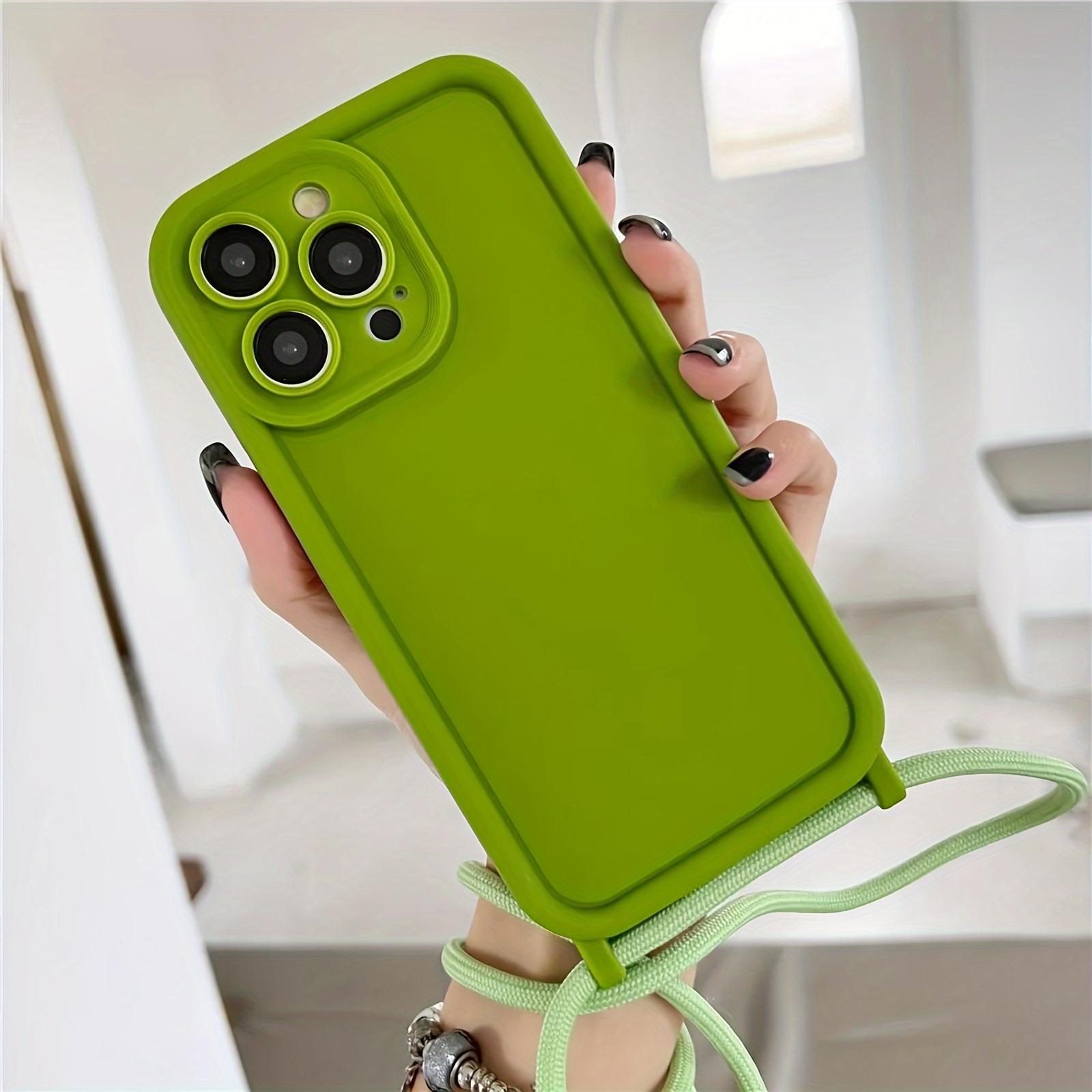 

Macaron-inspired Tpu Phone Case With Versatile Lanyard For 7 8 X 11 12 13 14 15 Series - Stylish Protection In Multiple Colors