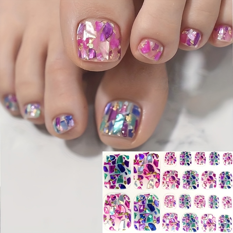 New Beautiful Shell With 3d Design In Pink And Blue For Nail Art, Featuring 22 Stickers For Toenails