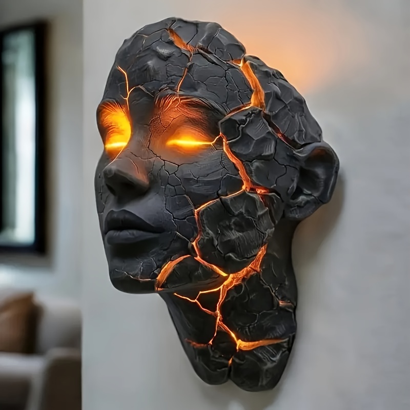 TEMU 3d Led Light, Halloween Trendy Cracked Soul Atmosphere Light, Glowing Bedroom Light, Broken Soul Glass Effect Light, Creative Resin Light, Night Light, Halloween Bedroom Party Decoration