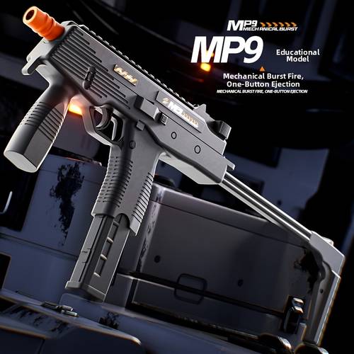 mp9 semi automatic repeating soft toy gun for boys semi automatic mechanical repeating pistol 16 shell cases and 50 tips simulation educational training model safe abs plastic material shell ejection