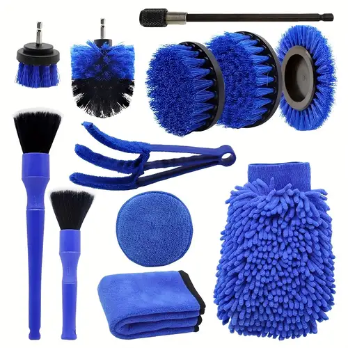 Set Pulizia Auto 12 Pezzi - Panni Microfibra, Spazzole, Spugne Per Interni Ed Esterni - Foto 7