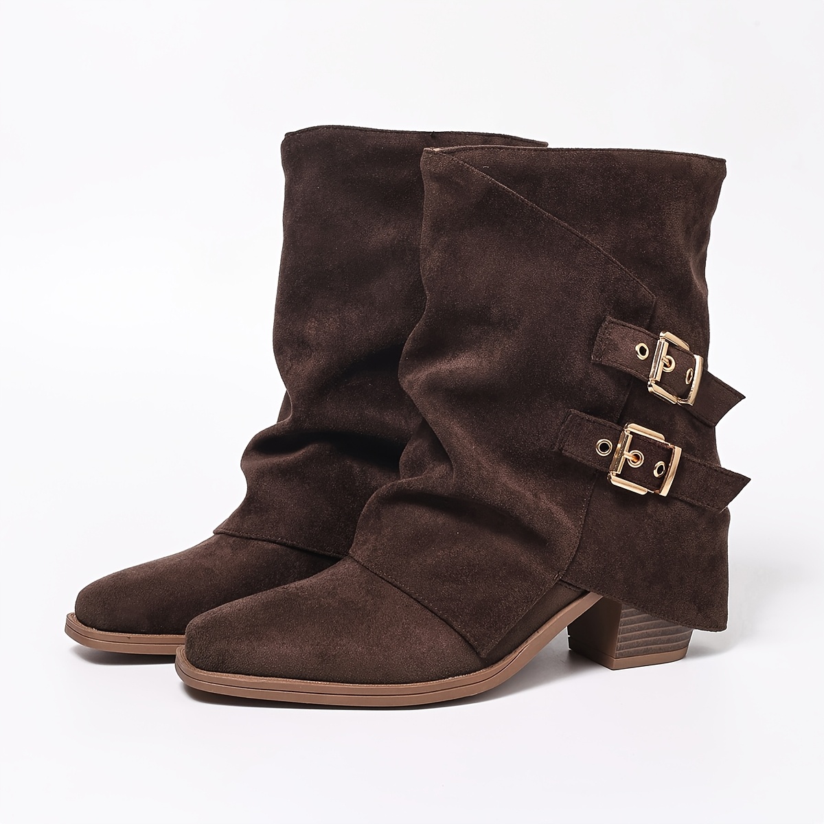 TEMU Stack Boot, Women's Slip-on Mid-calf Boot, Women Shoes