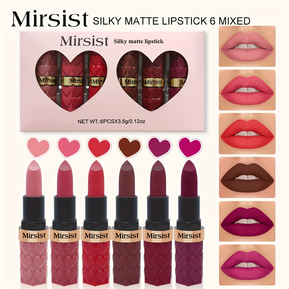 TEMU Mirsi6 Color Matte Lipstick Cup Waterproof Long-lasting Non-fading Lipstick Beauty Hot Matte Lipstick Matte Waterproof Non-fading Cup Lipstick