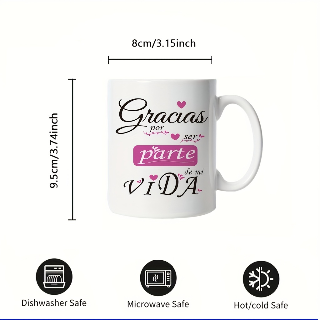 TEMU 1 taza de cerámica de 11 oz de calidad con un diseño único, con una impresión de en español. Ideal para cualquier temporada, para lavavajillas,