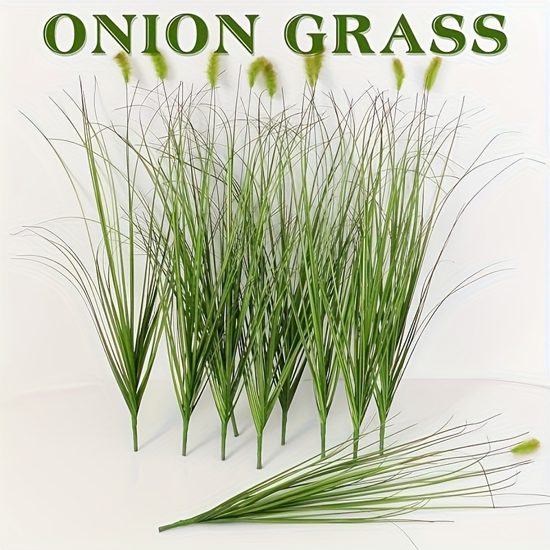 

5pcs Uv Resistant Artificial Onion Grass Plants - Grass, Green Plastic Wheat Stems For Indoor & Outdoor Decor, Ideal For Garden, Porch, Office, And Exhibitions