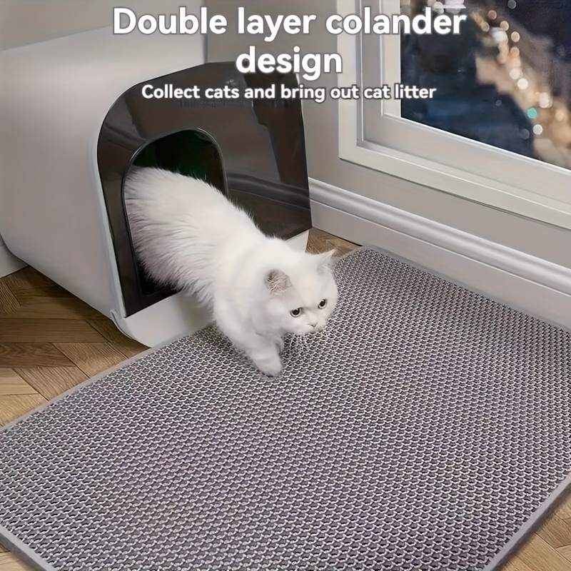 

Double Layer Cat Litter Mat With Honeycomb Design, Eva Material, Large Size, & Easy Clean Scatter Control Rug For Cats