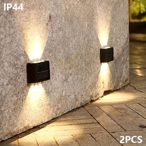 outdoor solar sensor lights 2pcs set with 6 led beads solar energy with no wiring or manual charging required it charges automatically during and lights up automatically at dusk suitable for gardens 2pcs