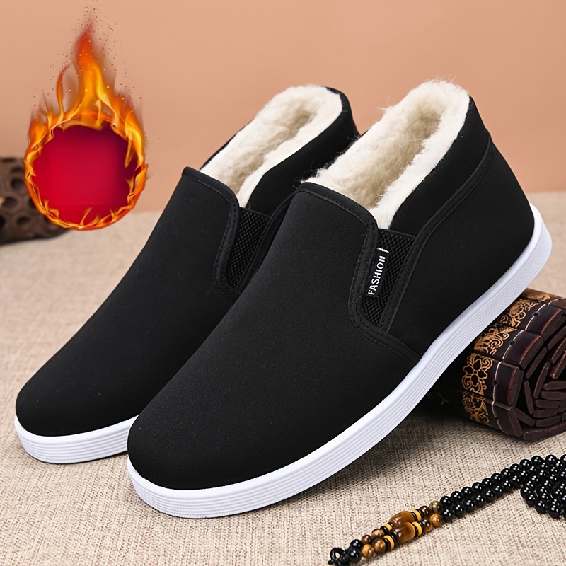 

-lined High-top Slippers For Men - Warm, Non-slip Sole, Casual Slip-on Shoes With Soft Fabric Lining, All