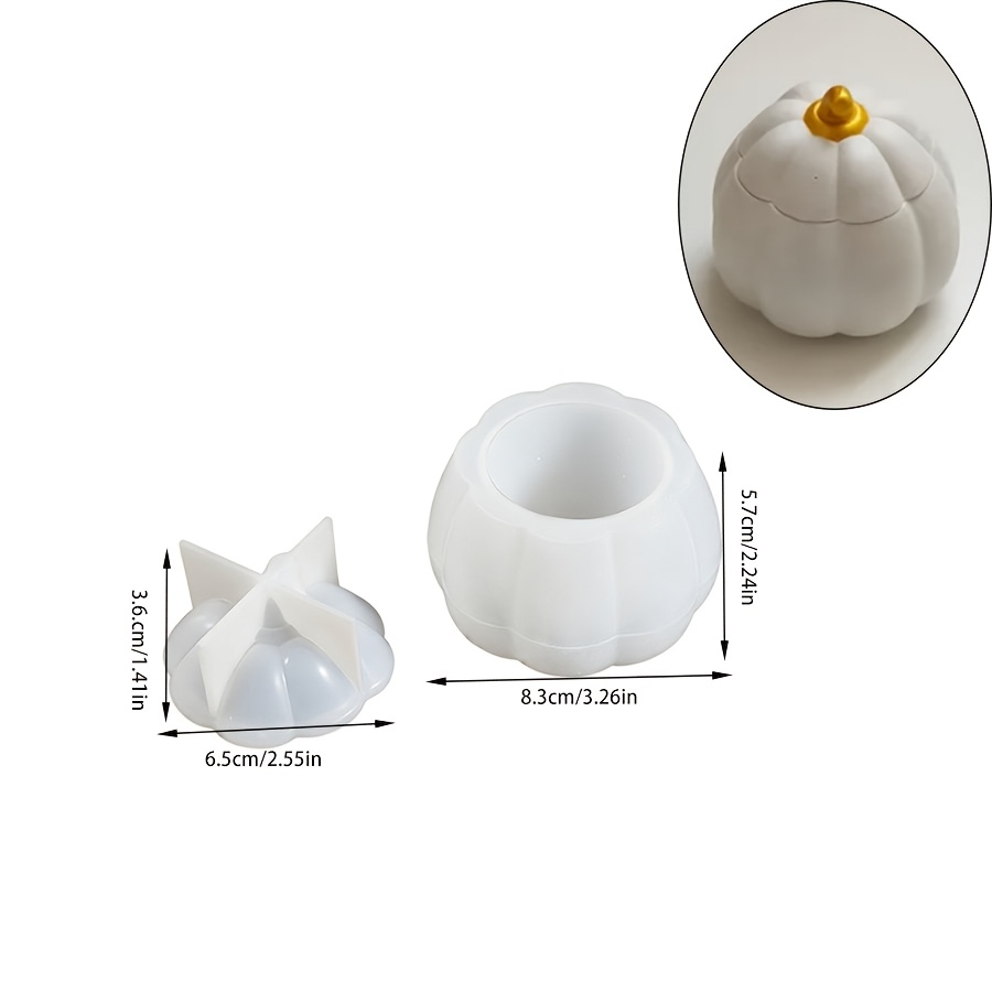 TEMU [resin Silicone Mold] 2pcs/set Halloween Pumpkin Storage Jar With Lid Silicone Mold Set, Casting Mold For Cement Plaster Resin Crafts Scented