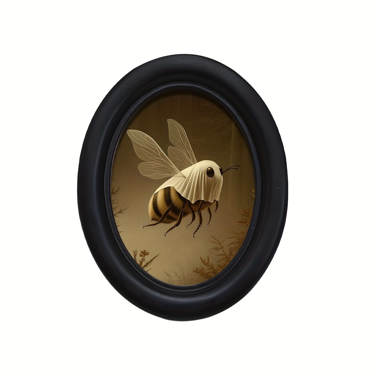 E-shop ., Waschbären als Geister, ovale Holzrahmen-Fotorahmen (4,16 * 5,25), handgefertigter Foto-Transfer, Wohnzimmer, Schlafzimmer-Wanddekoration für