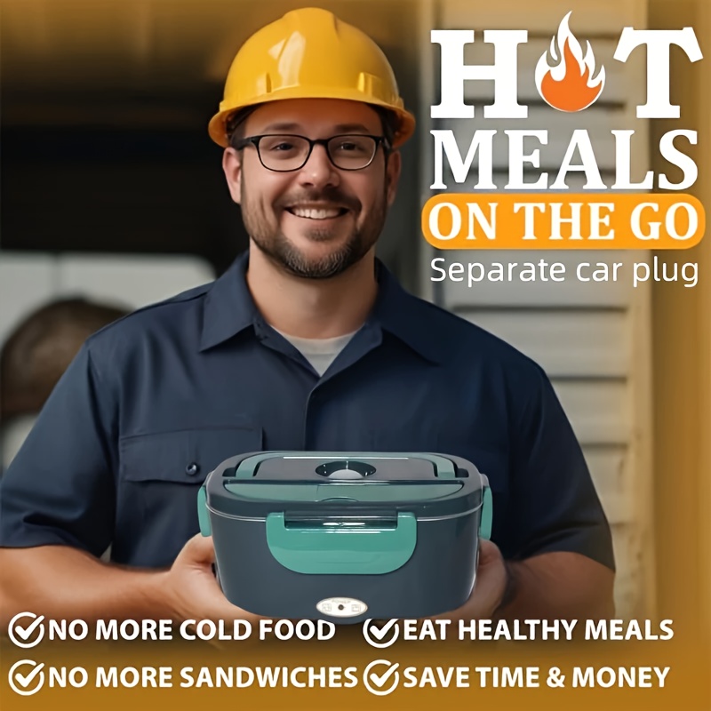 portable insulated heating student lunch box hot food waterless heating   50 72oz stainless steel container soup pot fruit box leak proof stainless steel container with car plug 12v 24v suitable for cars and trucks   spoon details 7