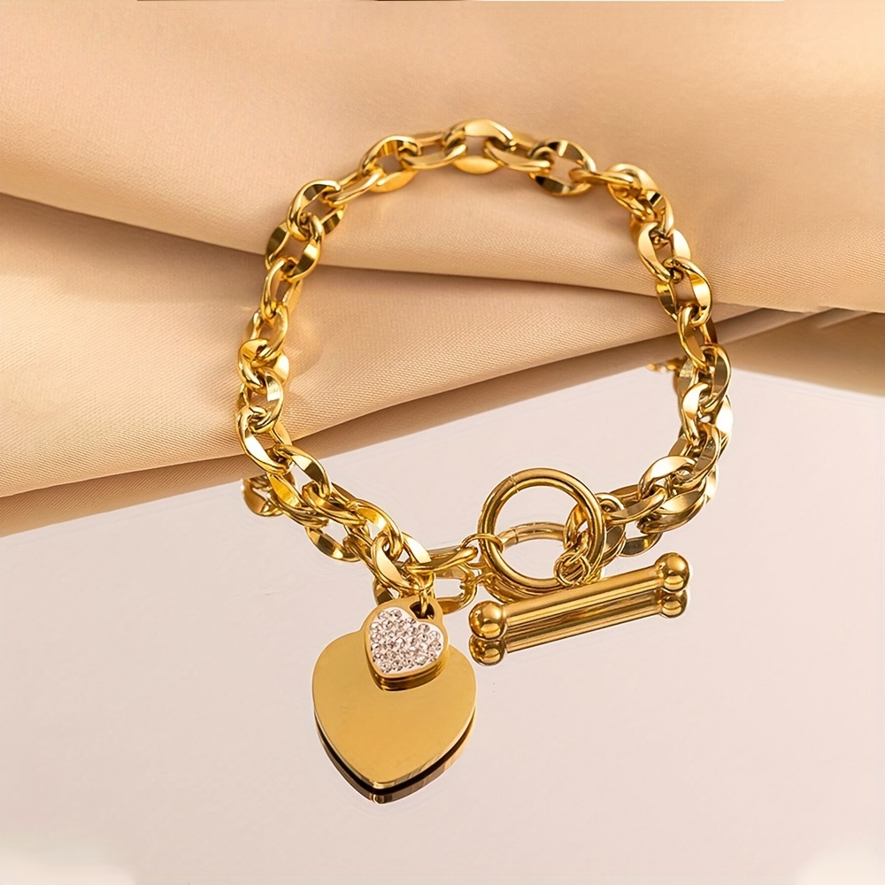 Heart Clasp Bracelet for Women with CZ - Casual Style Accessory