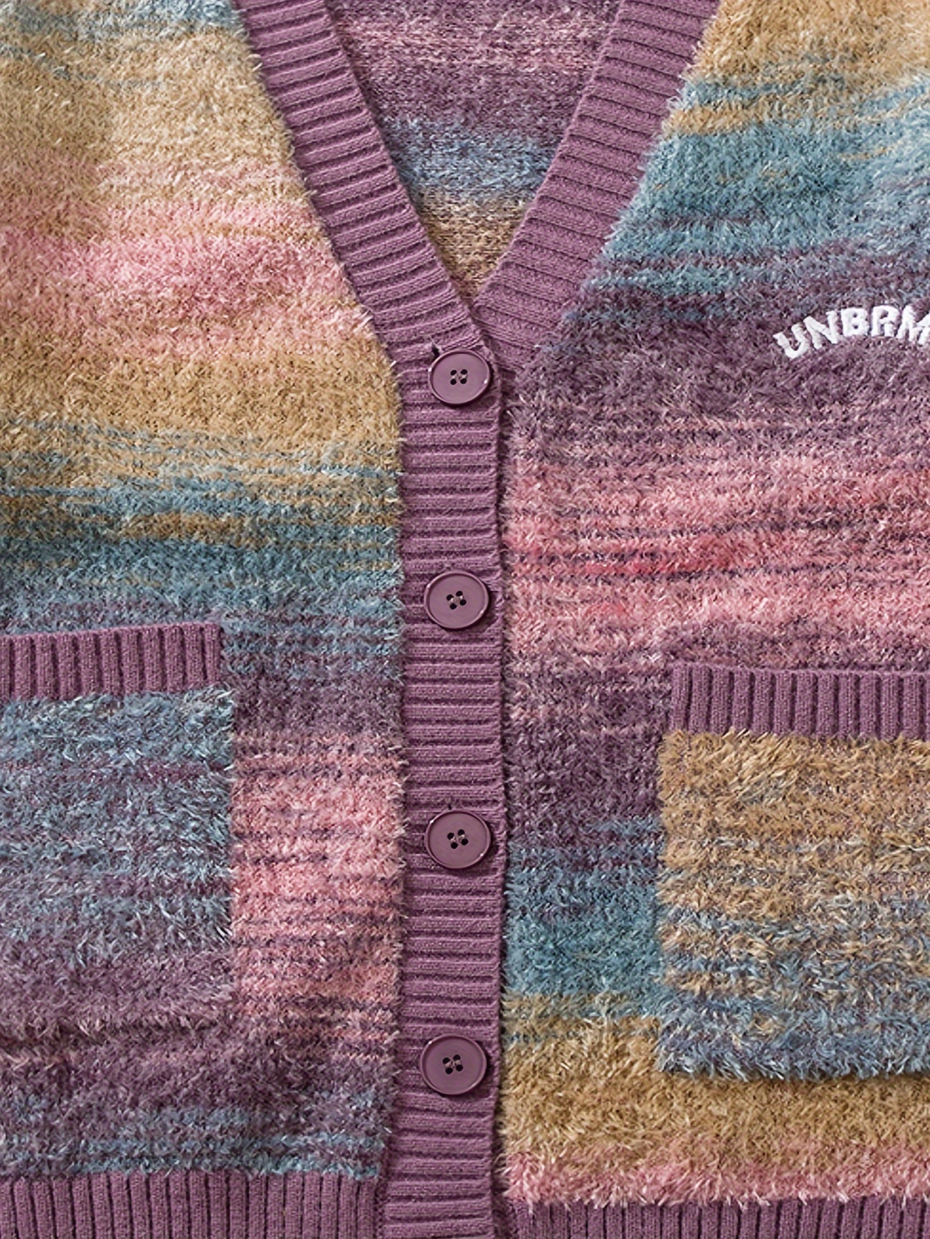 men's loose unbrmg print colorful striped knitted cardigan