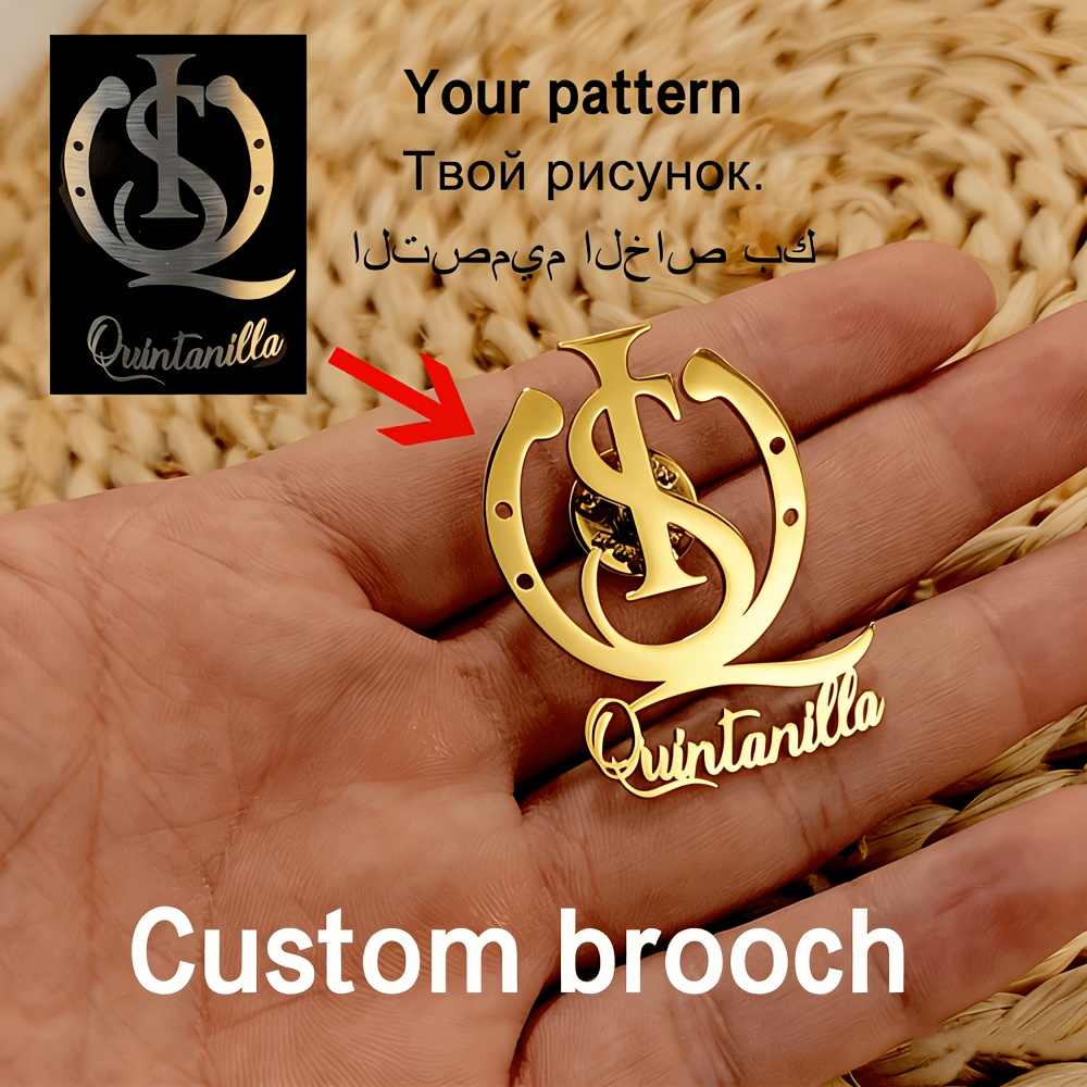 TEMU [customized] 1pc Logo Brooch, Personalized Company Badge Brooch, Stainless Pattern Brooch, Personalized Graphic Brooch, Pin, Team Logo Brooch,
