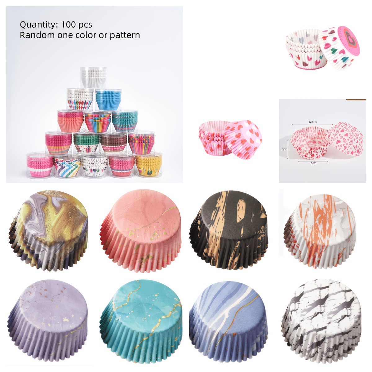 100-pack Snow Cake Packaging Boxes With Oil Paper Trays, Thickened Snow Cake Mold Bottom Trays For Baking