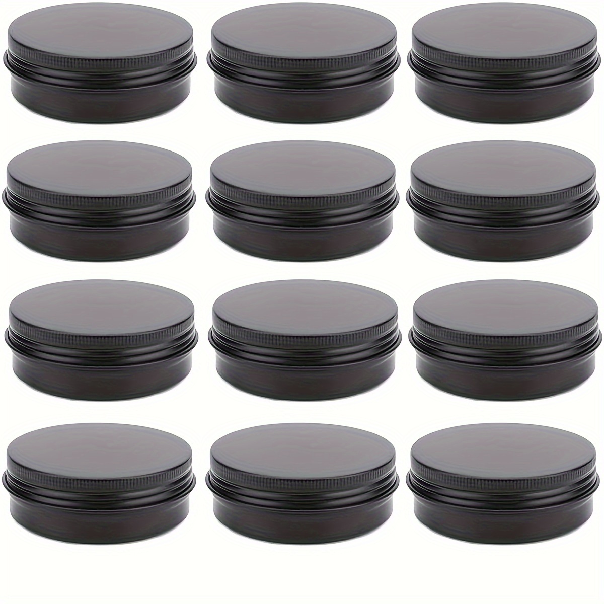 

12pcs 2oz Black Tin Cans With Screw Top Lids, Metal Round Salve Containers, Aluminum Empty Cream Jars For Ointment, Spices, Or Candies