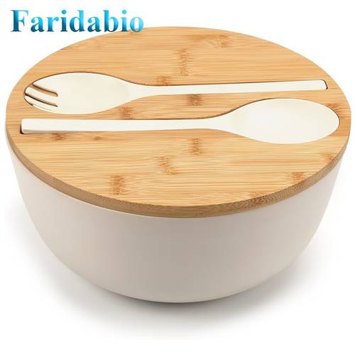 large salad bowl set with cutlery and sealing lid solid mixing bowl for salads popcorn fruits and vegetables and garnish practical kitchen container